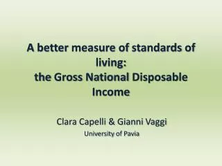 A better measure of standards of living: the Gross National Disposable Income