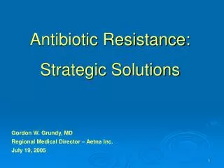 Antibiotic Resistance: Strategic Solutions