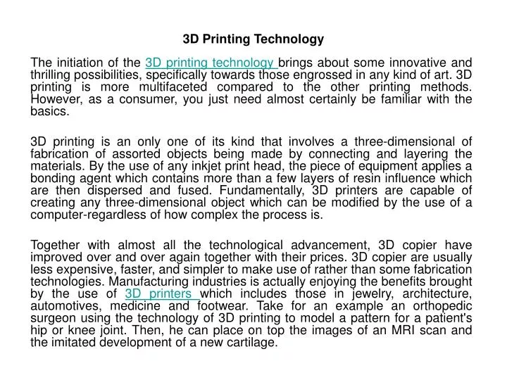 3d printing technology