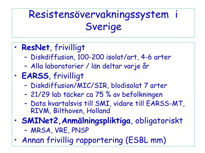 resistens vervakningssystem i sverige