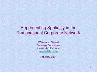 Representing Spatiality in the Transnational Corporate Network