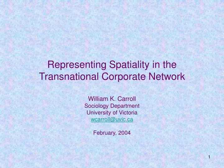 representing spatiality in the transnational corporate network