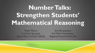 Number Talks: Strengthen Students’ Mathematical Reasoning