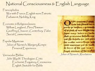National Consciousness &amp; English Language