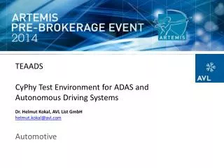 TEAADS CyPhy Test Environment for ADAS and Autonomous Driving Systems