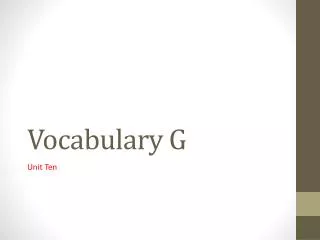Vocabulary G