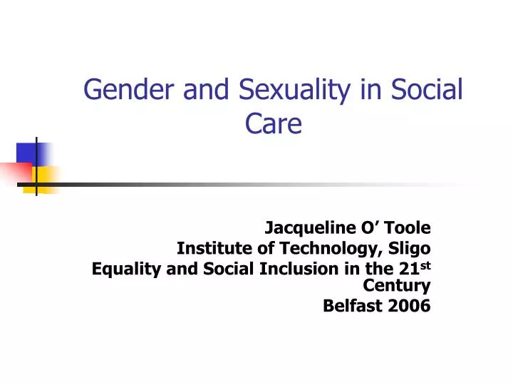 gender and sexuality in social care