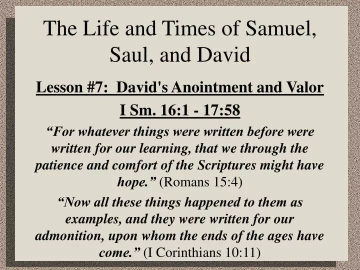 the life and times of samuel saul and david