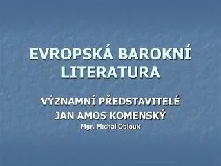 EVROPSKÁ BAROKNÍ LITERATURA