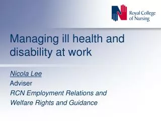 Managing ill health and disability at work