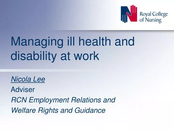 managing ill health and disability at work