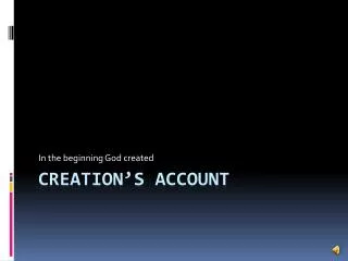 in the beginning god created