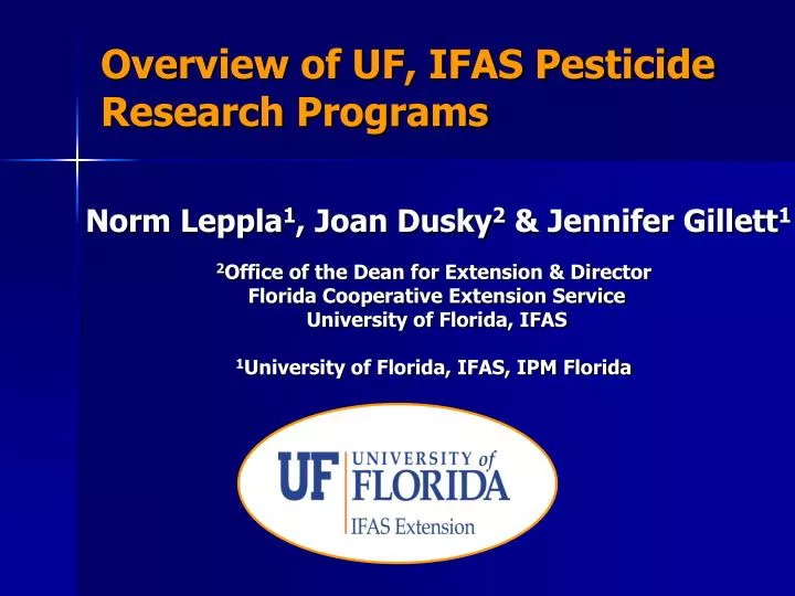 overview of uf ifas pesticide research programs