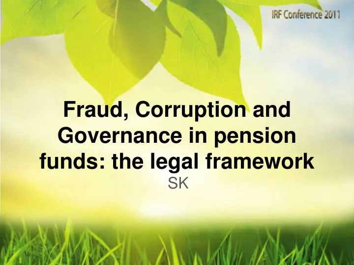 fraud corruption and governance in pension funds the legal framework