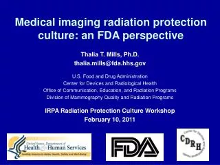 Medical imaging radiation protection culture: an FDA perspective