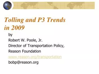 Tolling and P3 Trends in 2009