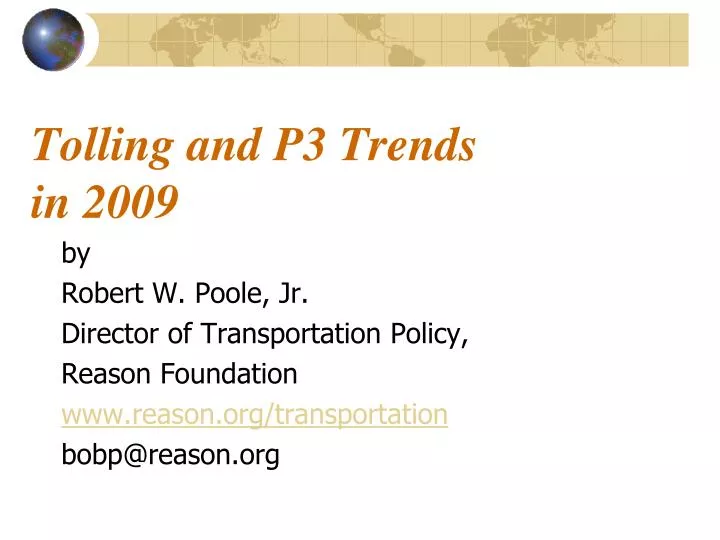 tolling and p3 trends in 2009
