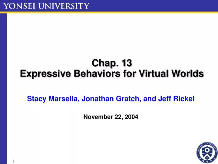 chap 13 expressive behaviors for virtual worlds