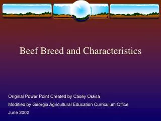 Beef Breed and Characteristics