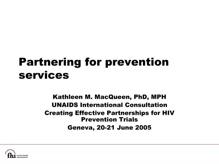 partnering for prevention services