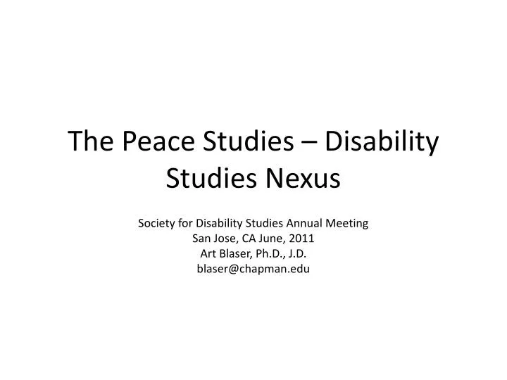 the peace studies disability studies nexus