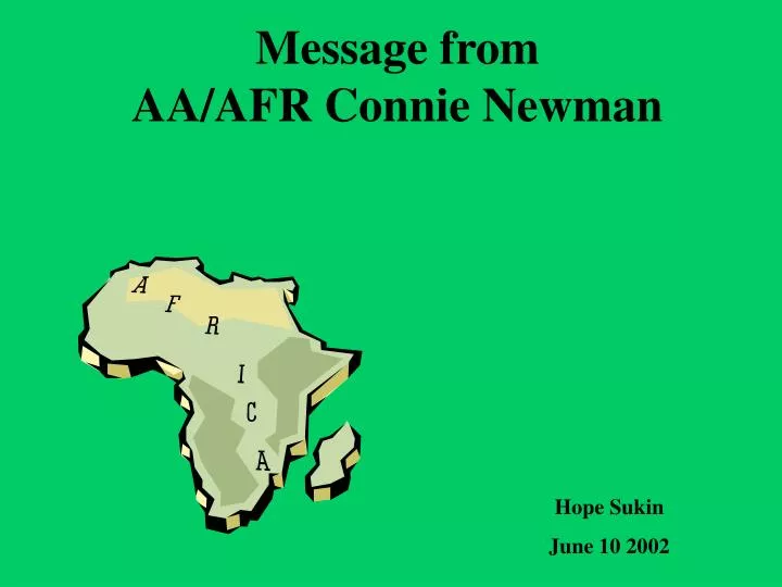 message from aa afr connie newman