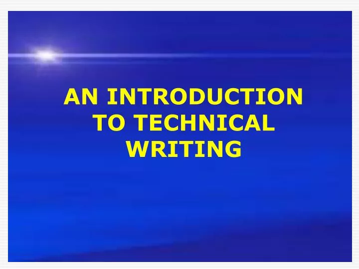 an introduction to technical writing