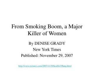 From Smoking Boom, a Major Killer of Women