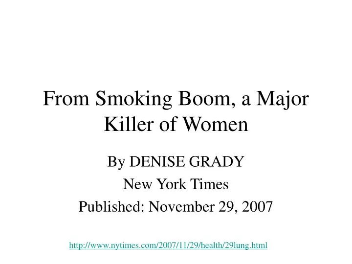 from smoking boom a major killer of women