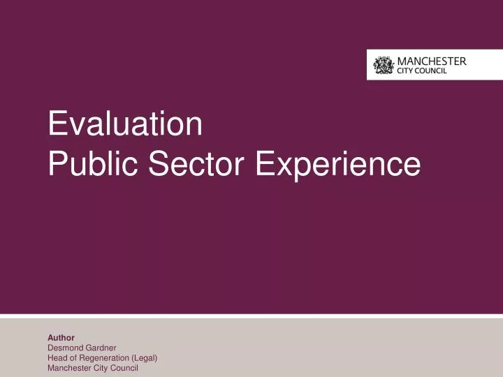 evaluation public sector experience