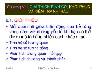 Chương VIII. GIẢI THÍCH ĐỊNH CỠ, KHÔI PHỤC VÀ KIỂM TRA KHÍ HẬU