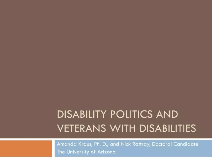 disability politics and veterans with disabilities