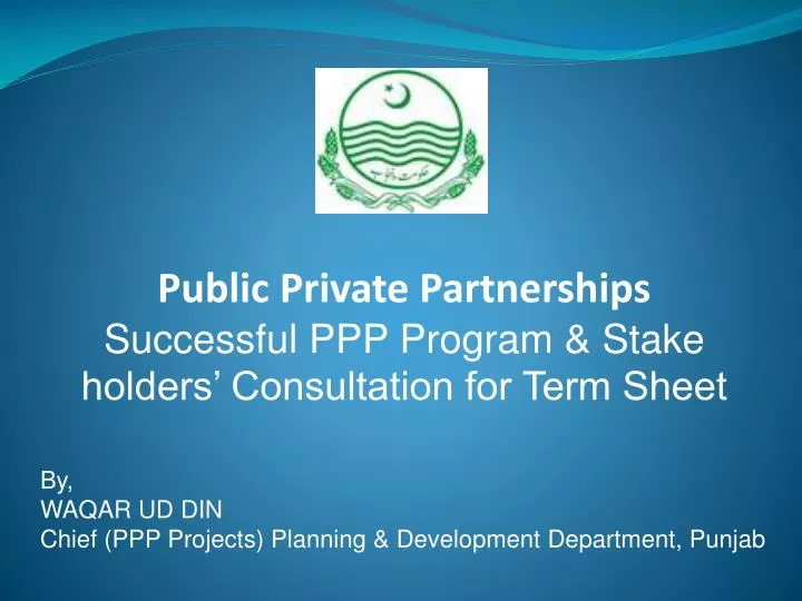by waqar ud din chief ppp projects planning development department punjab