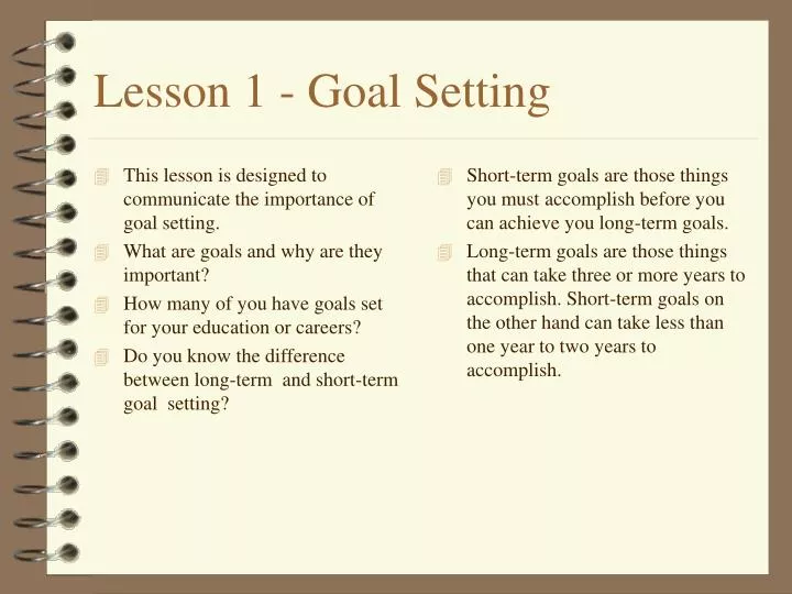 lesson 1 goal setting