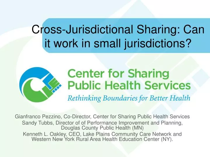 cross jurisdictional sharing can it work in small jurisdictions