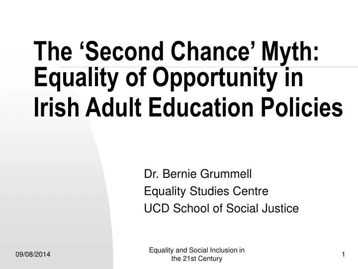 the second chance myth equality of opportunity in irish adult education policies