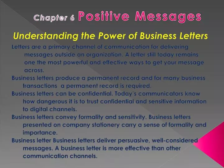 chapter 6 positive messages
