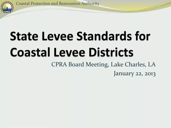 state levee standards for coastal levee districts