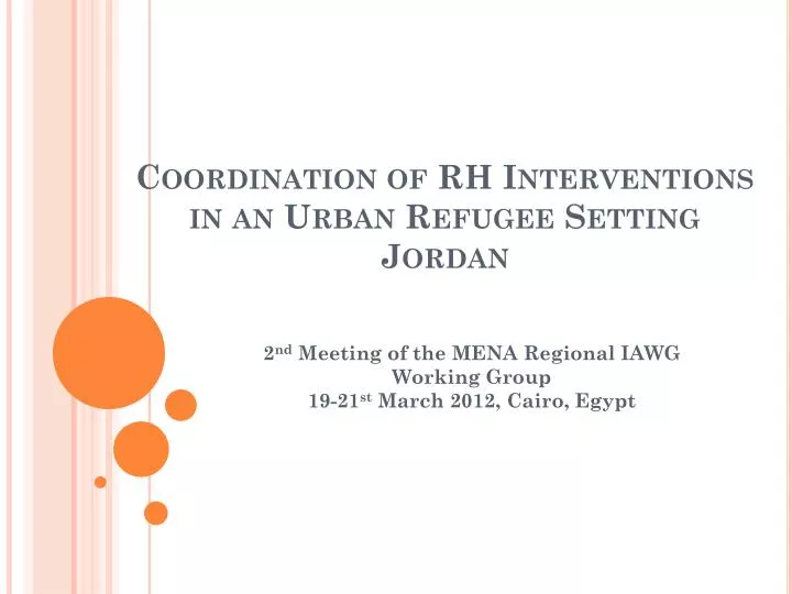 coordination of rh interventions in an urban refugee setting jordan