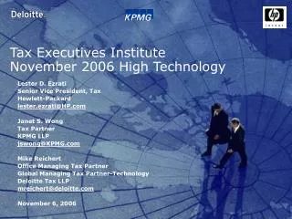 Tax Executives Institute November 2006 High Technology