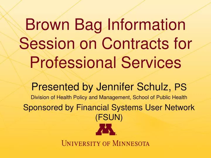 brown bag information session on contracts for professional services