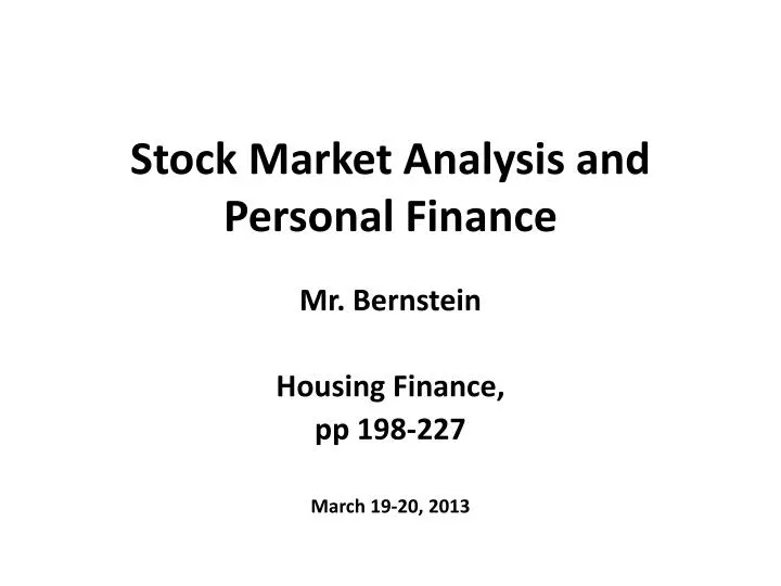 stock market analysis and personal finance