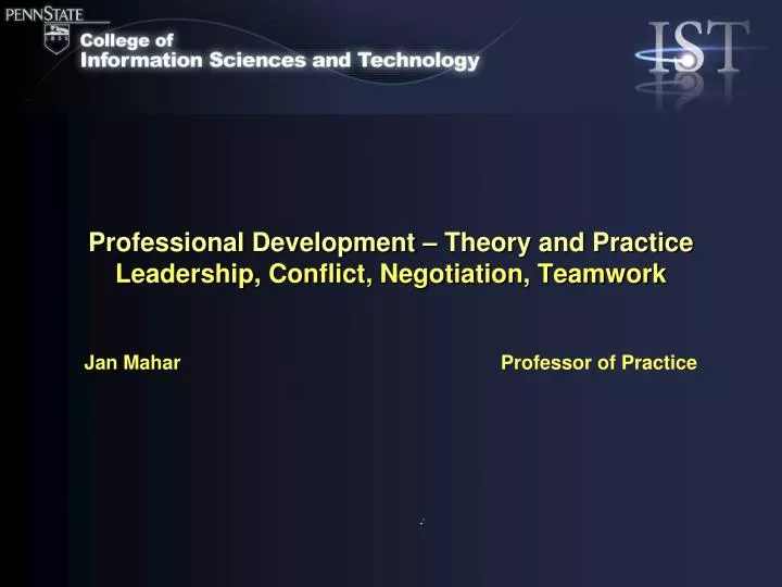 professional development theory and practice leadership conflict negotiation teamwork