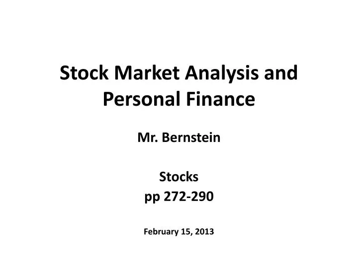 stock market analysis and personal finance