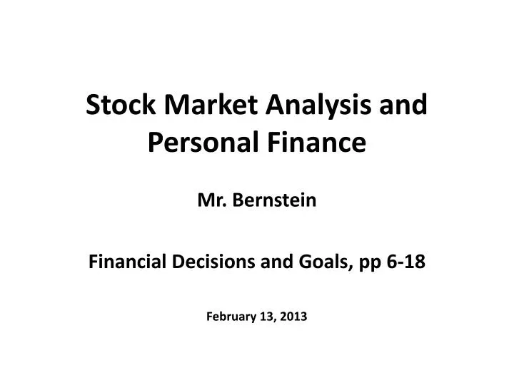 stock market analysis and personal finance