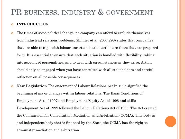 pr business industry government
