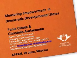 Measuring Empowerment in Democratic Developmental States