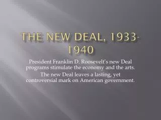 The new Deal, 1933-1940