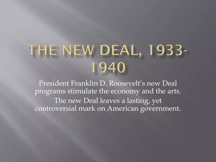 the new deal 1933 1940