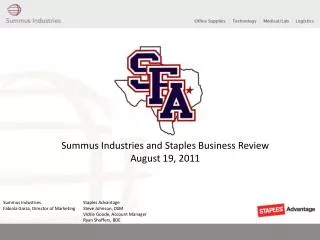 Summus Industries and Staples Business Review August 19, 2011